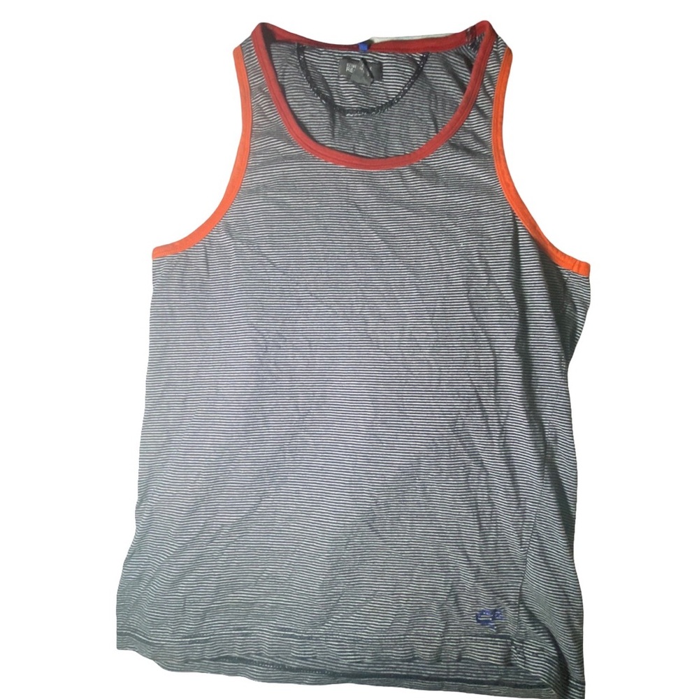 Gray and Orange Athletic Tank Top with Wide‎ Arm Openings